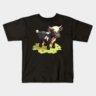 Delightfully Funky Chibi Isometric Cow Kids T-Shirt